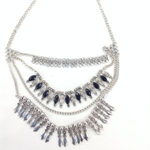 Silver and Black Statement Necklace